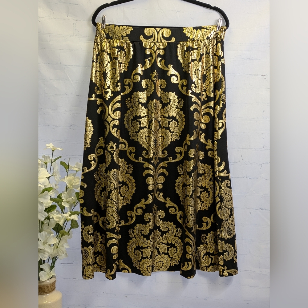 Gold and Black Embellished Maxi Skirt for Cocktail
